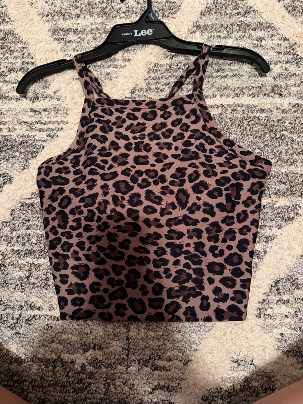 Lee Mauve Leopard-Print Cropped Tank